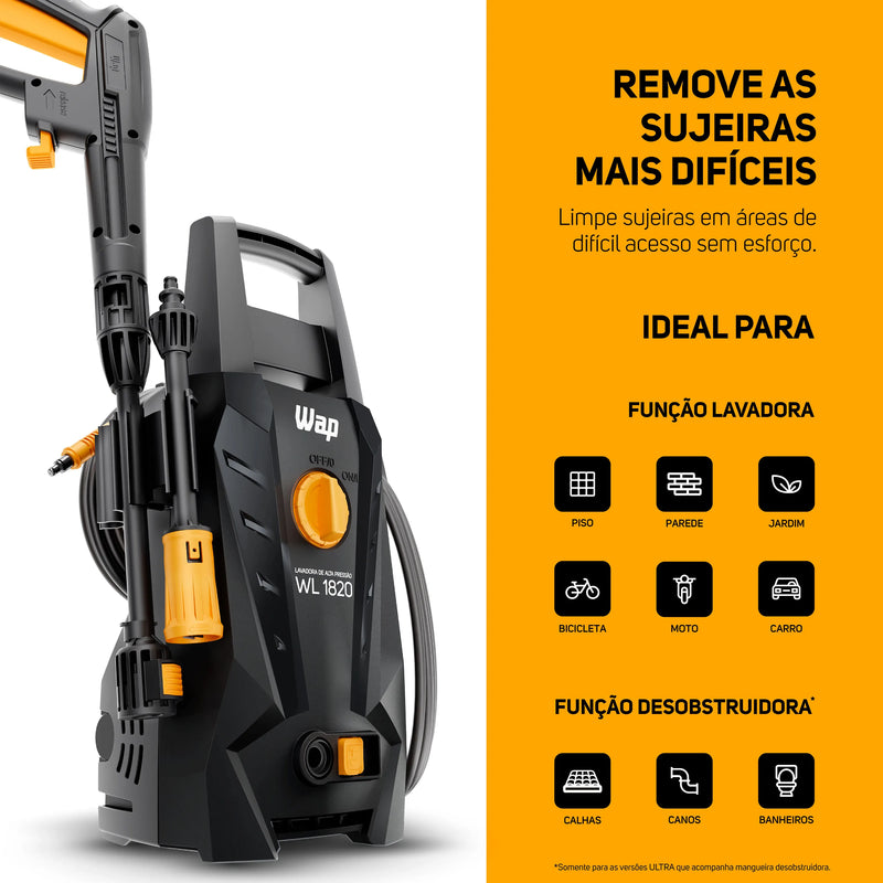 Desobstruidora de Alta Pressão 1400W 1500PSI WAP WL 1820 Black Ultra