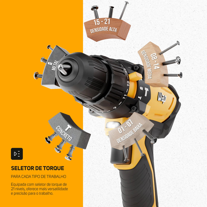 Parafusadeira e Furadeira de Impacto 21V WAP K21 ID02