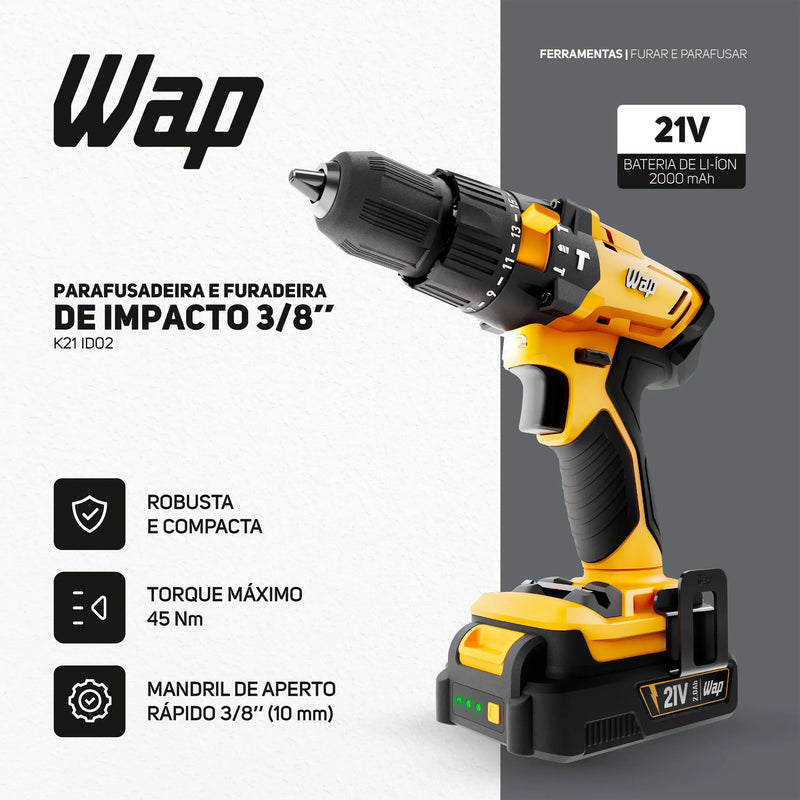 Parafusadeira e Furadeira de Impacto 21V WAP K21 ID02